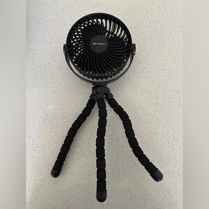 Bytech portable battery operated fan, black, adjustable attachment
